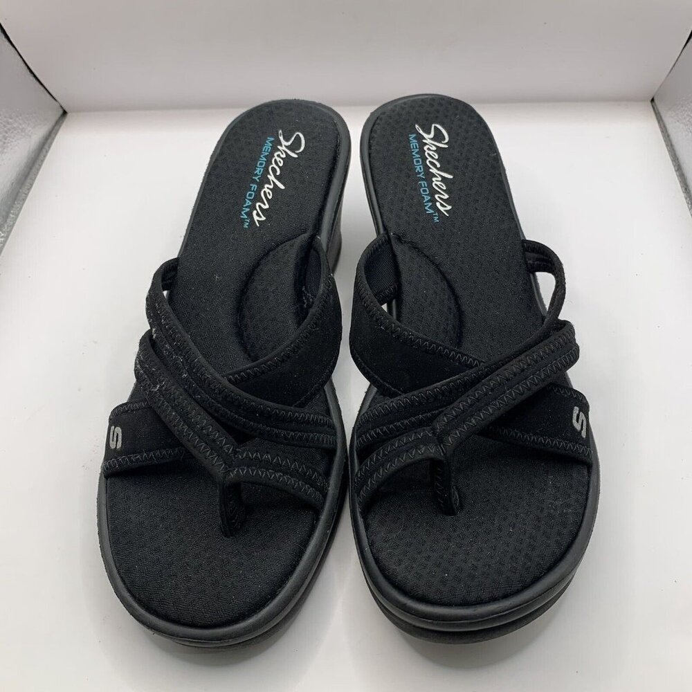 Skechers Women’s Rumblers Young at Heart Sandals Y2K 90’s Foam Black Size 9 - Picture 2 of 9